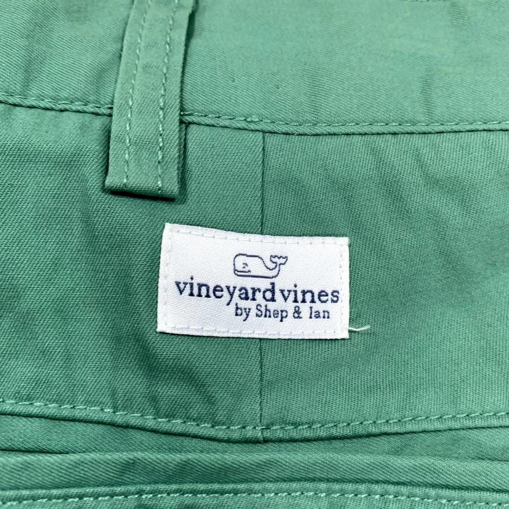 Vineyard Vines Shorts Mens 38 Green Flat Front Chino Classic Golf